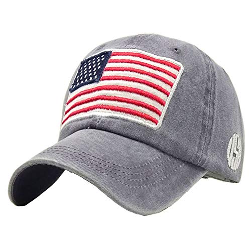 Uphily Grey Usa American Flag Baseball Cap, Low Profile Patriotic Dad Hat For Men Or Women #TOP10
