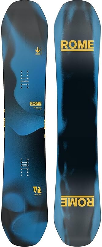 Rome Mechanic Men's True Twin All-Mountain Snowboard | Freeride, Flex 4/10, Rocker/Camber/Rocker, Extruded Base, Beginner/Intermediate