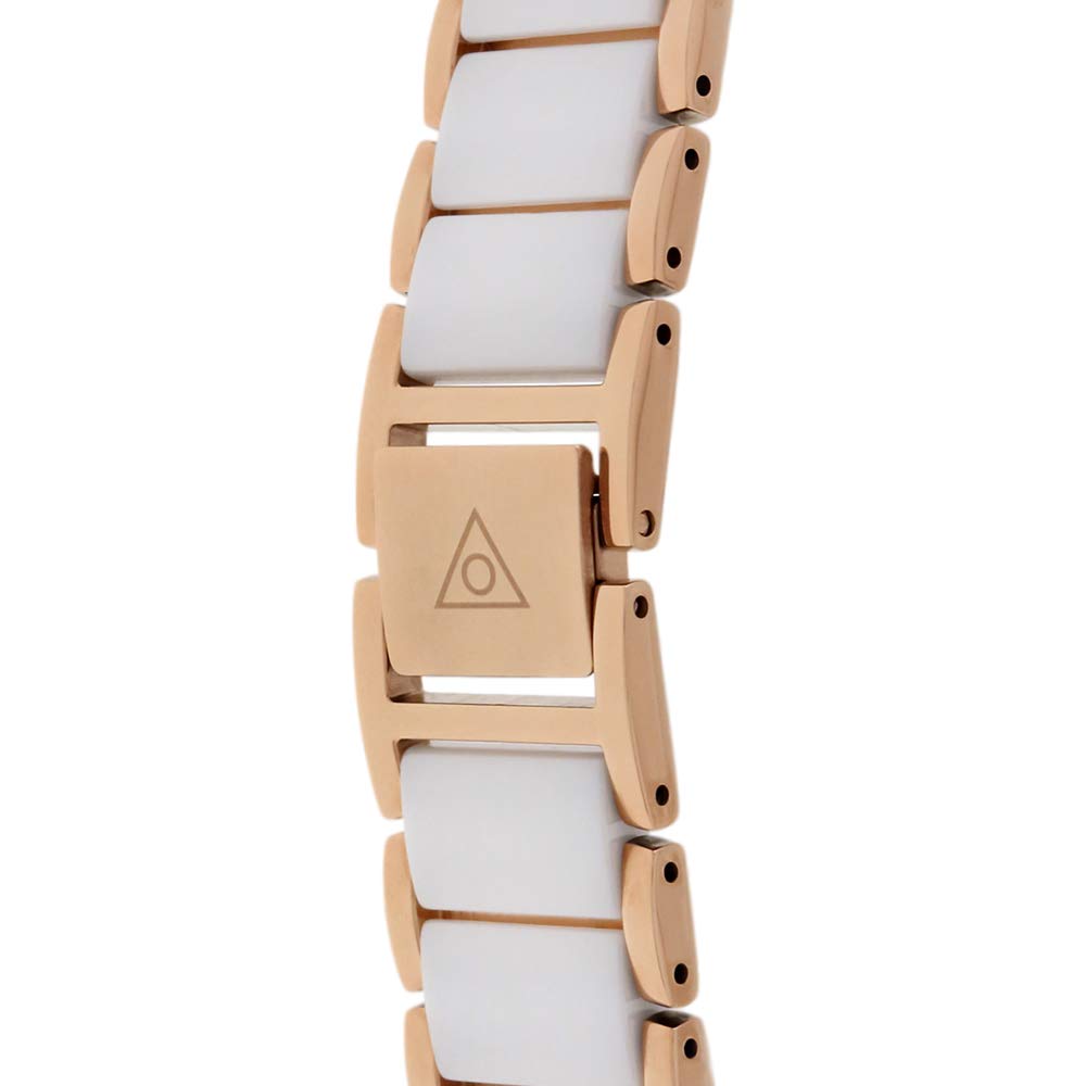 Dugena Amica Ceramica - Reloj de Cuarzo para Mujer, Caja de cerámica de 29 mm, Color Blanco y Oro Rosa, Elegante y clásico