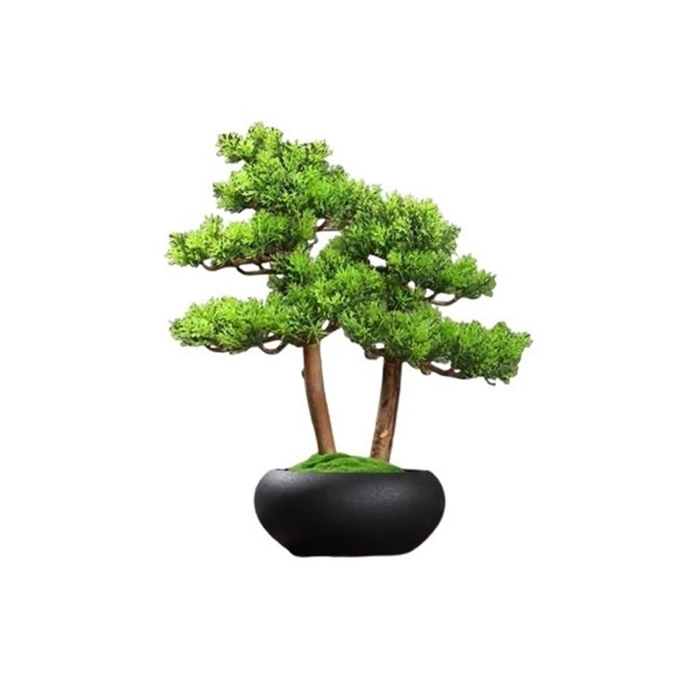 WOTZOV Artificial Plants, Chinese Feng Shui Artificial Bonsai Tree Ornaments Office Desktop Landscaping Fake Green Plants Decorative,Home Decor,Black