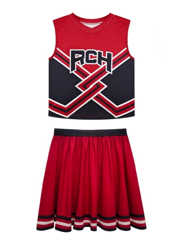 Bring It On Cheerleader Costume for Women Top Skirt Sets Cosplay Cheer Outfit Halloween Cheerleading Party (XL)