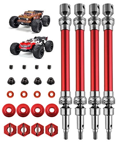 Rcarmumb Rc Drive Shaft Cvd Upgrades For 1/10 Arrma Outcast 4S Blx V1/Kraton 4S Blx V1,4Pcs Front Rear Axles Upgrades Part,Harden Metal Steel #45 Driveshaft Hop Ups,(More Powerful) Red #TOP19