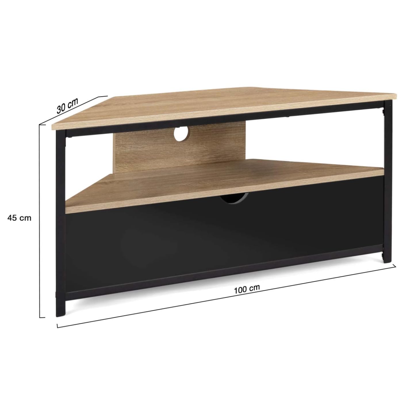 IDMarket - Mobile TV angolare BOSTON 100 cm con mobile industriale nero