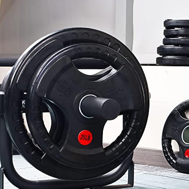 Signature Fitness Olympic 2-Inch Cast Iron Plate Weight Plate for Strength Training and Weightlifting, Multiple Sizes