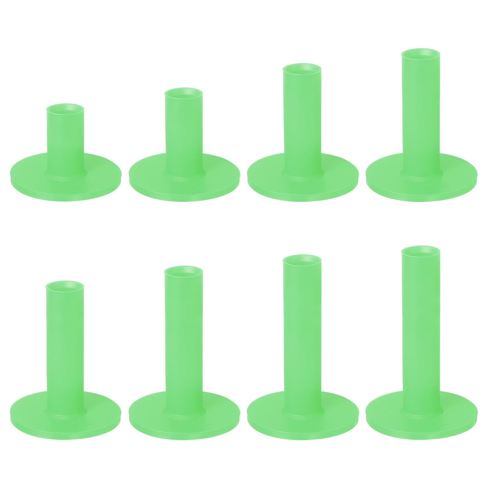 YELARXI Rubber Golf Tees for Mats, 8 Size & 8Pcs & Green Unbreakable Golf Training Tees Simulator Practice-Fitting for (Indoor Outdoor Practice Backyard Home Office Driving Range)