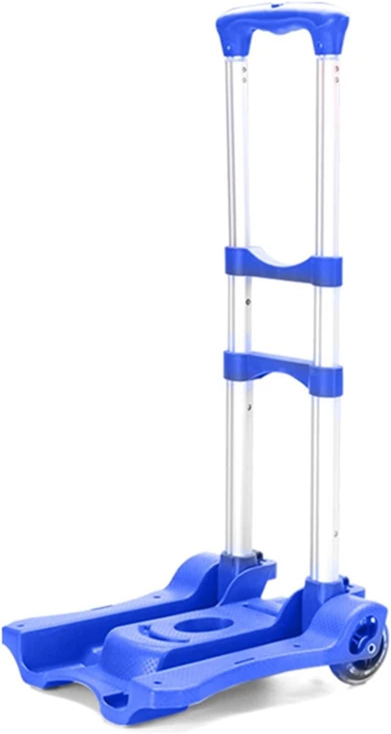 Heavy Duty Foldable Trolley Cart Portable Folding Hand Truck for Luggage & Shopping Durable Travel Barrow Cart for Home Use (Blue)