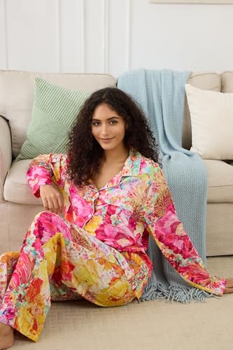 Image of YiNi LuLu Womens Pajamas Set 2 Piece Long Sleeve Sleepwear Button Down Pjs Lounge Set Nightwear with Pockets