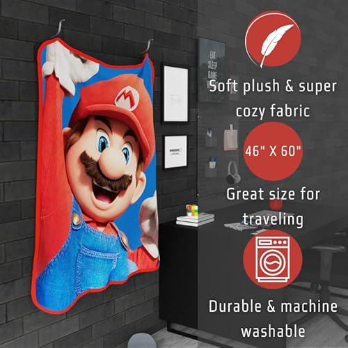 Franco The Super Mario Bros. Movie Kids Bedding Super Soft Micro Raschel Throw, 46 In X 60 In, (100% Official Licensed Product) #TOP3