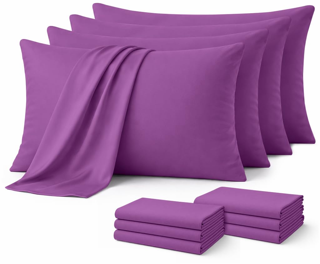 Aspire Homeware Purple Pillow Cases 10 Pack – 100% Brushed Microfiber Premium Pillowcases Super Soft Envelope Closure Pillow Cover (50x75cm) — image 1
