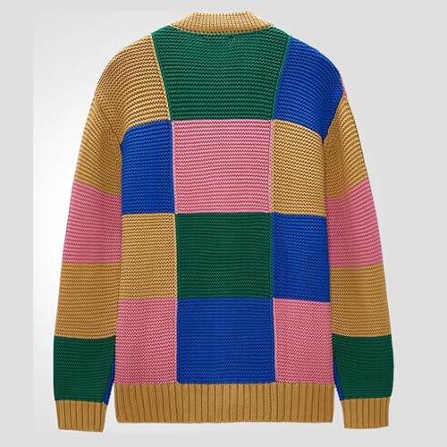 Men's Cardigan Knit Color Block Sweater V Neck Casual Loose Fit Sweater Button Down Fashion Warm Sweaters2