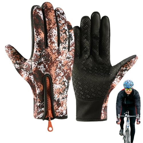 Guantes de bicicleta de invierno? 1 par de guantes calientes con control táctil para otoño e invierno | Guantes impermeables antideslizantes para clima frío para conducir, trabajo, deportes al aire