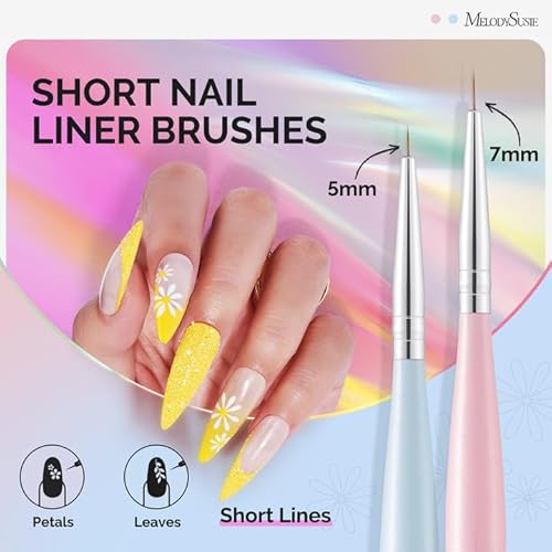 Melodysusie Nail Art Liner Brushes 5Pcs Professional Gel Polish Painting Art Design Pen Set For Thin Long Lines thumb #2
