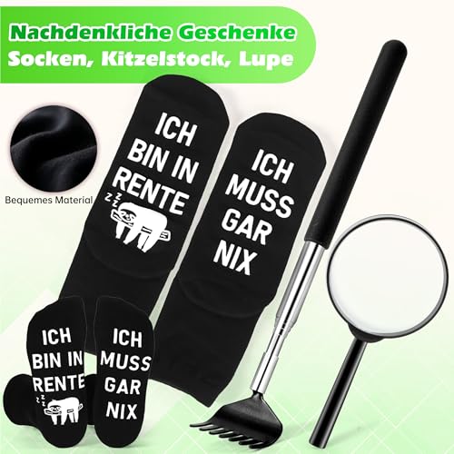 Rentner Geschenk Männer, Renteneintritt Geschenk Set mit Erste Hilfe Tasche, Grußkarte, Lustige Socken, Rentner Zierkissenbezüge, Lustige Ruhestand Geschenke für Männer - Abschiedsgeschenk Kollegen
