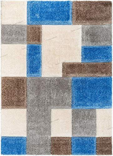 Image of Handmade 3D Edge Collection Super Soft Microfiber & Polyester Silk Touch Rectangular Rugs, Size 5X7, Feet Color, Azure