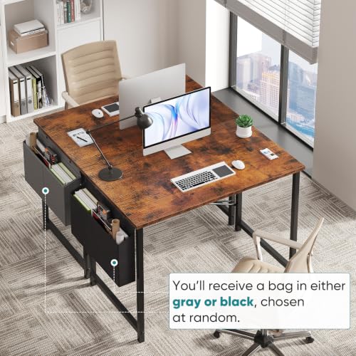 Image of OLIXIS Small Computer Desk, 40 Inch Gaming Desks for Home Office | Writing Study Craft Work Table, Computer Workstation for Bedroom Small Spaces with Storage Bag, Brown