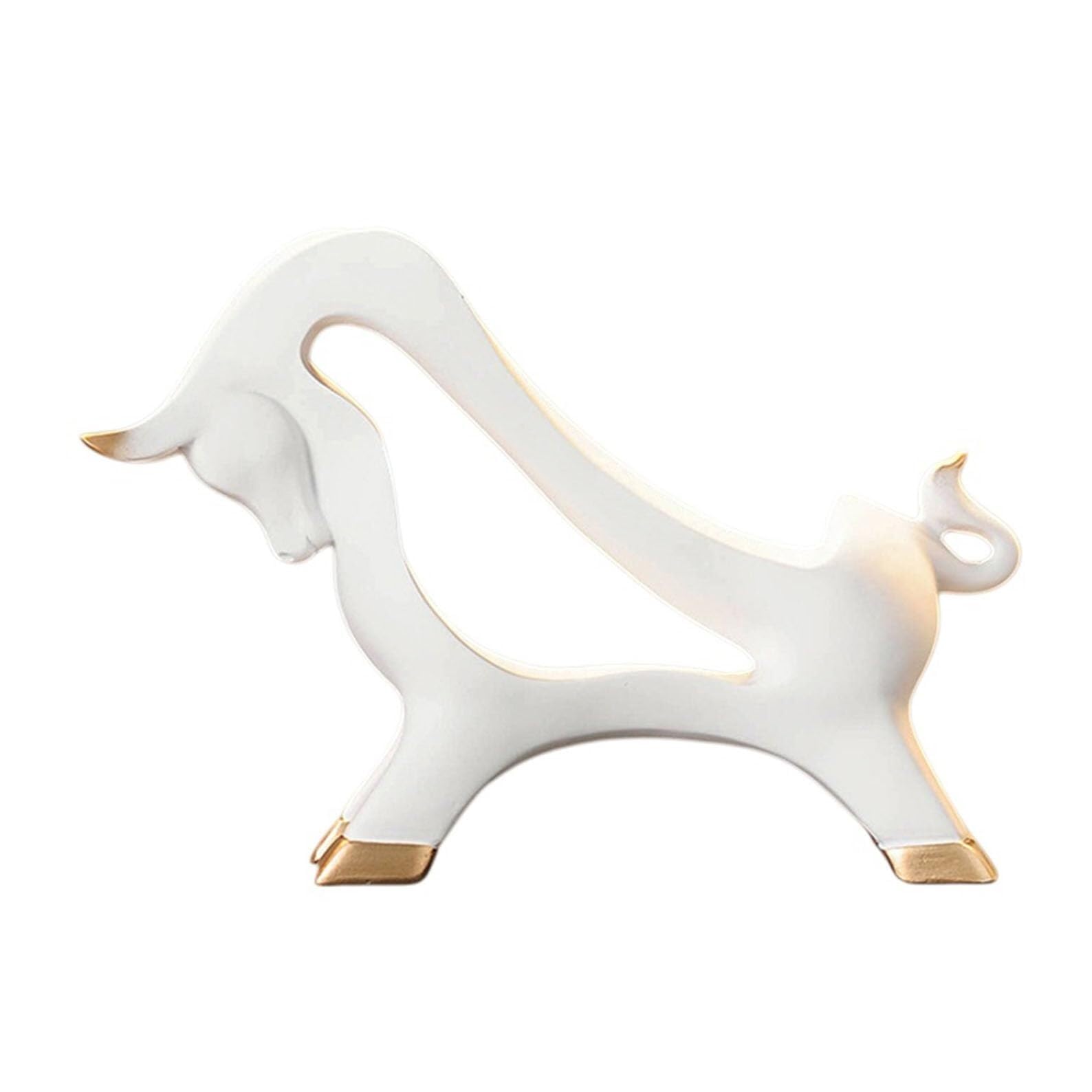 JJJing5 Decor Abstract Bull Statue Resin Sculpture Wine Bottle Holder Countertop Rack Nightstand Accessories(A1)