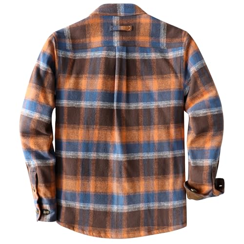 Image of Dubinik Mens Shacket Flannel Shirt for Men Lightweight Jacket Casual Plaid Coat with Warm Lining Long Sleeve Button