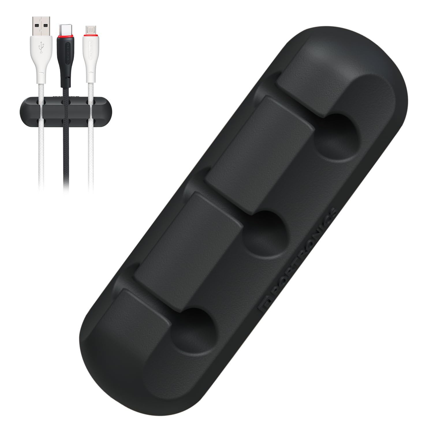 Portronics Griplet 3 Cable Organizer Holder Clips,Strong Multipurpose Silicone Cable Protector, Strong Adhesive Tape, Wire Manager Support with Self Adhesive for Table, Desk, Car, Home & Office(Black)