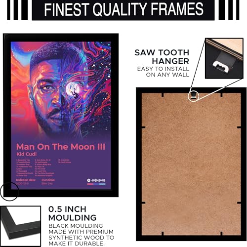 Image of BLINKART KidCudi - Man On The Moon III Wall Photo Frames | Wall Art for Bedroom, Living Room, Studio or Office | Album Cover Print with Spotify Song Link QR Code | Gift for Fans - 8x12 In