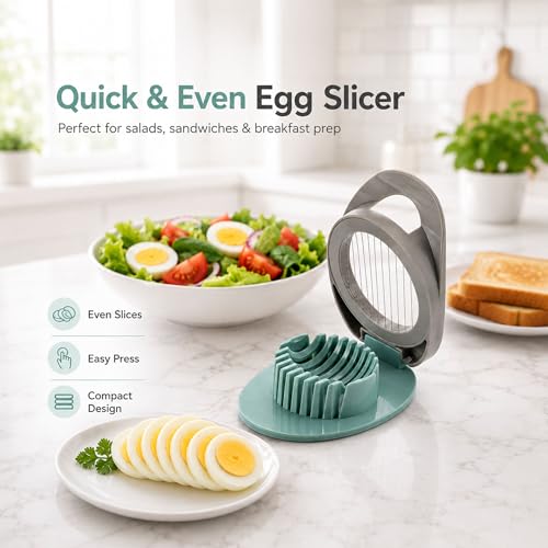 Image of Egg Slicer for Boiled Eggs Strawberry Cutter with Stainless Steel Wire iE†Greenia€