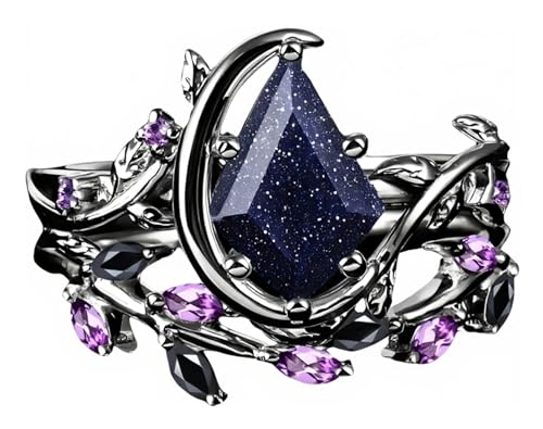 Genuine Green Moss Agate Ring Set For Women Unique Leaf Art Deco Kite Shaped Gemstone Bridal Ring Set Anniversary Wedding Jewelry Gifts