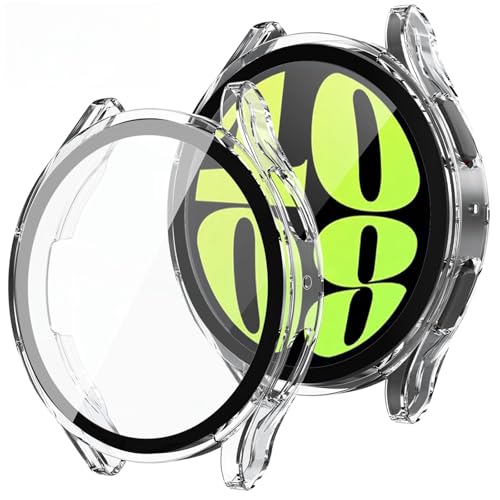 Image of VEMIGON Hard PC Case Compatible with Samsung Galaxy Watch 6 2023 Screen Protector Case 44mm, High Sensitive Protective Face Cover with Bumper Built-in Tempered Glass Film - (44mm Clear)