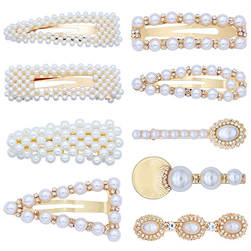 9 Pcs Pearl Hair Clips Hair Barrettes for Women Girls Artificial Pearl Hair Pins Fashion Hair Accessories Party Wedding Daily