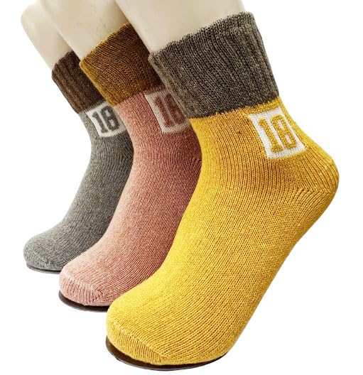 3 Pair Vintage Solid Soft & Woolen Winter Cozy Knitted Winter Thick Warm Stretchy Elastic Socks (Without Thumb) for Women Girls-image-37