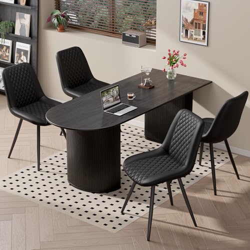 Aivermeil Modern Dining Chairs Set of 4, Quality Faux Leather Upholstered Dining Chairs with Metal Legs, Dinner Chairs for Dinning Room Kitchen, Black