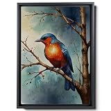 Blue Birds On Branch Painting, Blue Watercolor Bird Canvas Wall Art, Bird Print, Birds on The Tree Prints, Sparrow Picture Cute Chickadee on Flower Branch Prints, Art Prints, Print -  StoreUSA99