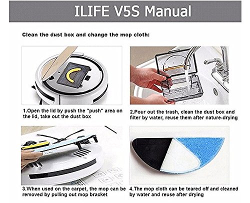 ILIFE V5s Pro Robot Vacuum Mop Cleaner with Water Tank, Automatically Sweeping Scrubbing Mopping Floor Cleaning Robot Voltage=100-240V - Thumbnail 3