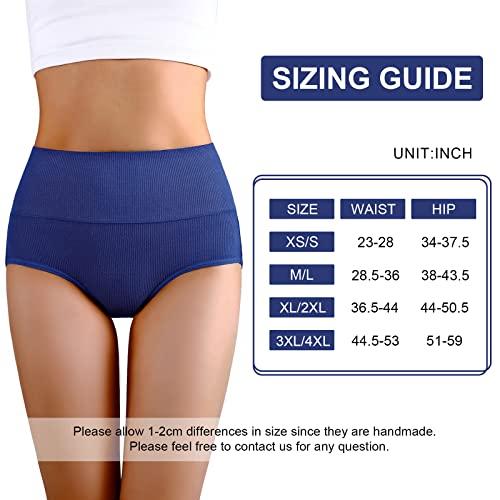 Image of Women's High Waist Cotton Underwear - Soft, Super Stretchy Briefs, Full Coverage Panties