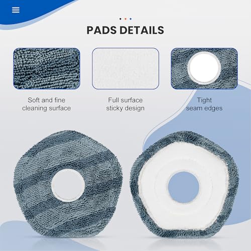 Image of 8 Pack Mop Pads Compatible with eufy X10 Pro Omni / X9 Pro Robot Vacuum | Spin Cleaning Pads Replacement Accessories Set