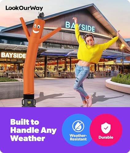 Image of LookOurWay Air Dancers Wacky Waving Inflatable Tube Man Attachment - 7 Feet Tall Advertising Air Dancer Waving Man Inflatable Tube Guy - Blower Not Included - Orange