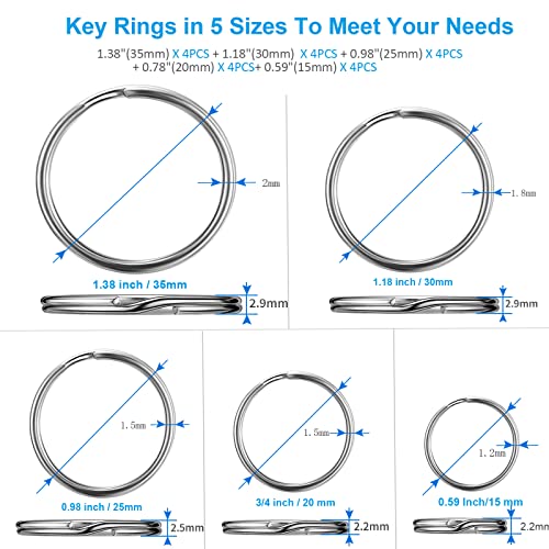 Yhyz Split Key Ring Circle Assorted, Metal Round Keyring Durable In 5 Sizes (Small 1/2 Inch, 3/4 Inch,1 Inch, 1.25 Inch, Large 1.38 Inch ), For Dog Pet Collar Diy Tag Jewelry Car Key (Round) #TOP1
