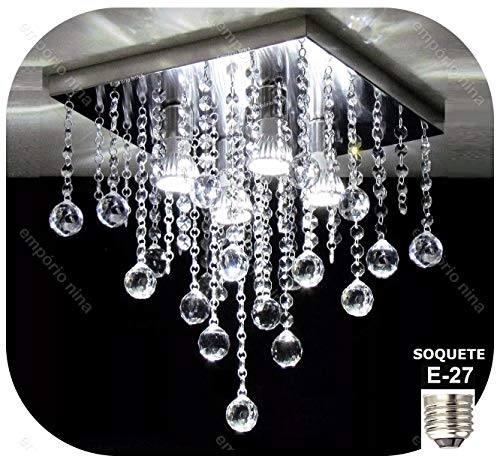 Lustre de Cristal Acrílico Bright AL38Q - Sala, Quarto, Bivolt