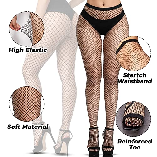 Buauty 8 PCS Black Fishnet Stockings For Women, Thigh Hight Fishnet Tights, Ladies Fish Net Tights Plus Size One Size Fit All3