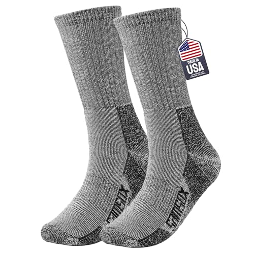 SAMSOX Merino Wool Hiking Socks, Made in USA Midweight with Targeted Cushion, Hunting Socks for Men & Women (Bozeman Lite)