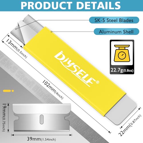 Image of DIYSELF Box Cutter, 12-Pack Box Cutters Retractable for Packages, Boxes, All Metal Tough Sheath, Basic Cutter, Small Utility Knife for Home, Warehouse (Yellow)