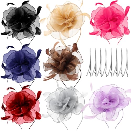 Set de 8 Sombreros Fascinator para Mujer Multicolor miniatura 1