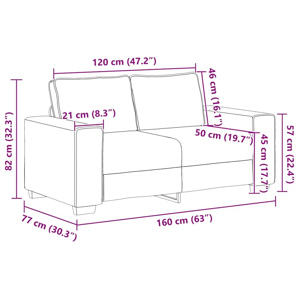 vidaXL Sofá de 2 plazas de Tela Gris Oscuro 160x77x82 cm, sofá, sofá de Dos plazas, sofá de 2 plazas de Tela, sofá de 2 plazas, sofá de Tela