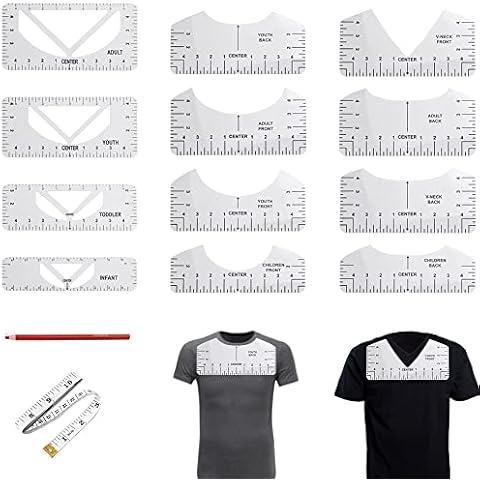 KBNIAN 14-teilige T-Shirt Zentrierung Werkzeug PVC T-Shirt Lineal Guide T-Shirt Ausrichtungslineal zum Nähen, Gestalten von T-Shirts und Basteln Cover