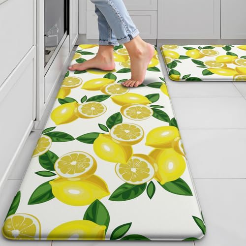 FYATHM Lemon Kitchen Mats for Floor Set of...