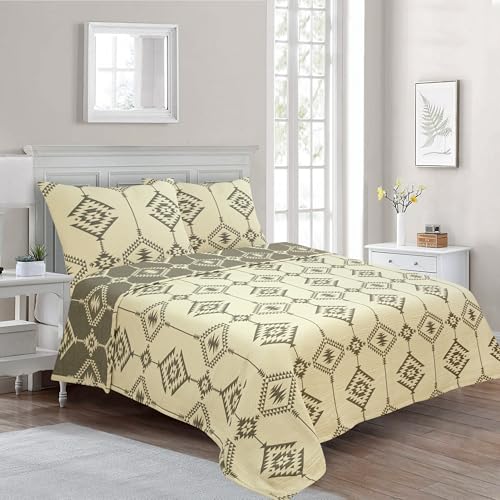 Image of ROYALE LINENS Full /Queen Size 3 pc Quilt Set - Lightweight 100% Microfiber Quilted Set - Bedspread - Quilted Blanket Thin Comforter -Bedding Coverlets for All Seasons (Light Grey, 1 Quilt - 2 Sham)