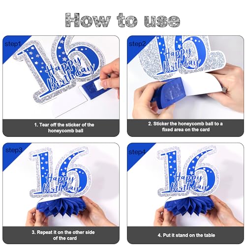 Image of Crenics Blue 2010 16th Birthday Decorations for Boys | Awesome Since 2010 Banner, Bruh I'm 16 Banner, Honeycomb Centerpieces and Hanging Swirls for 16 Years Old Party Supplies