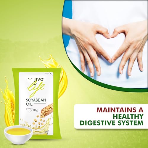 Image of Jivo Soyabean Oil Pouch 1 Litre Edible Cooking Oil for Daily Use | Ideal for Roasting, Frying, and Baking | High in Omega-3 and Low in Saturated Fat |
