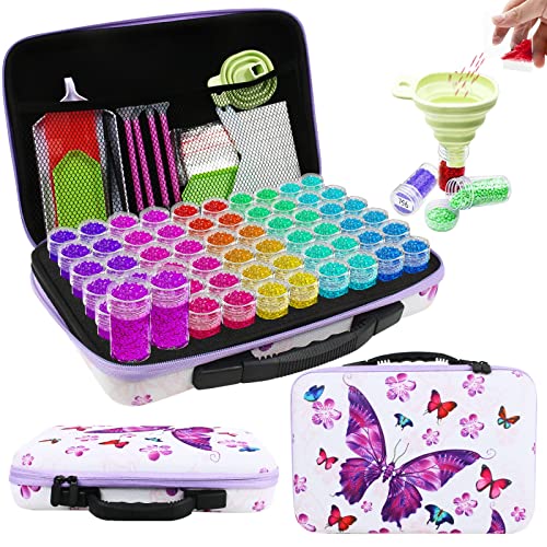 YAOYIN Diamond Painting Accessoires Boite de Rangement, 60 Emplacements Boîte Diamond Painting Rangement avec Outils, Accessoires Diamond Painting pour Broderie Diamant Kit Complet, Peinture Diamant