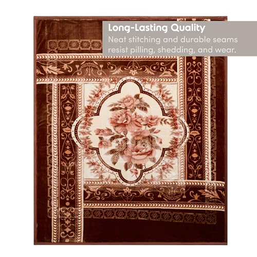 Image of Nestl Korean Mink Blanket King Size - 12 Lbs Velvet Fleece Korean Blanket - 2 Ply Warm & Thick Winter Blanket - Wrinkle & Fade Resistant - 87 x 94 Inches (Brown)