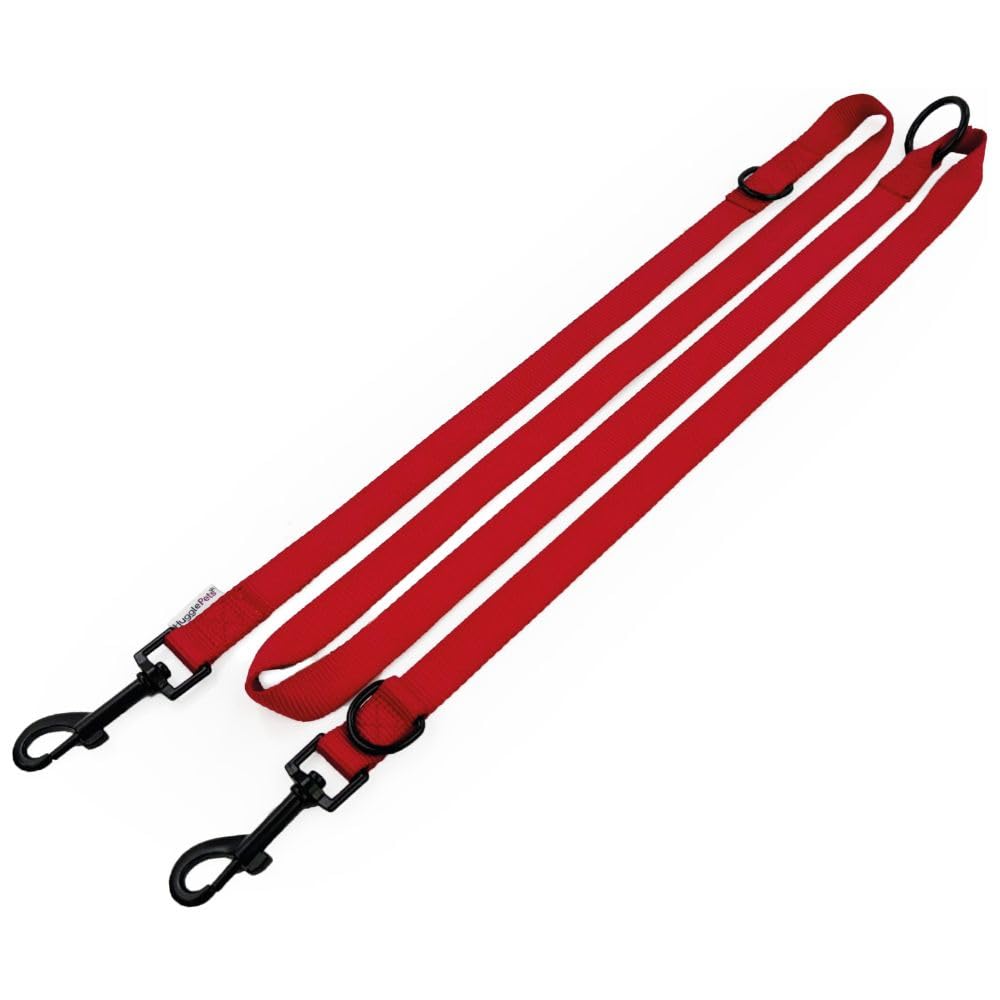HugglePets 10 In 1 Dog Training Lead Dogs. Hands Free Slip-On Rope Leash. Weather-Resistant. 200 x 1.9cm Professional Dog Lead To Stop Pulling. Short & Long Puppy Training Lead Red