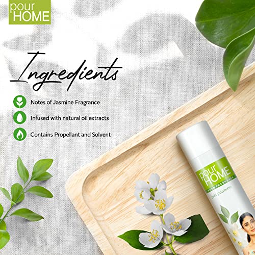 Image of POUR HOME Just Jasmine Air Freshener Spray - 220ML Each (Pack of 2) | Long-Lasting Fragrance - Reduces Odours - Suitable for Home & Office